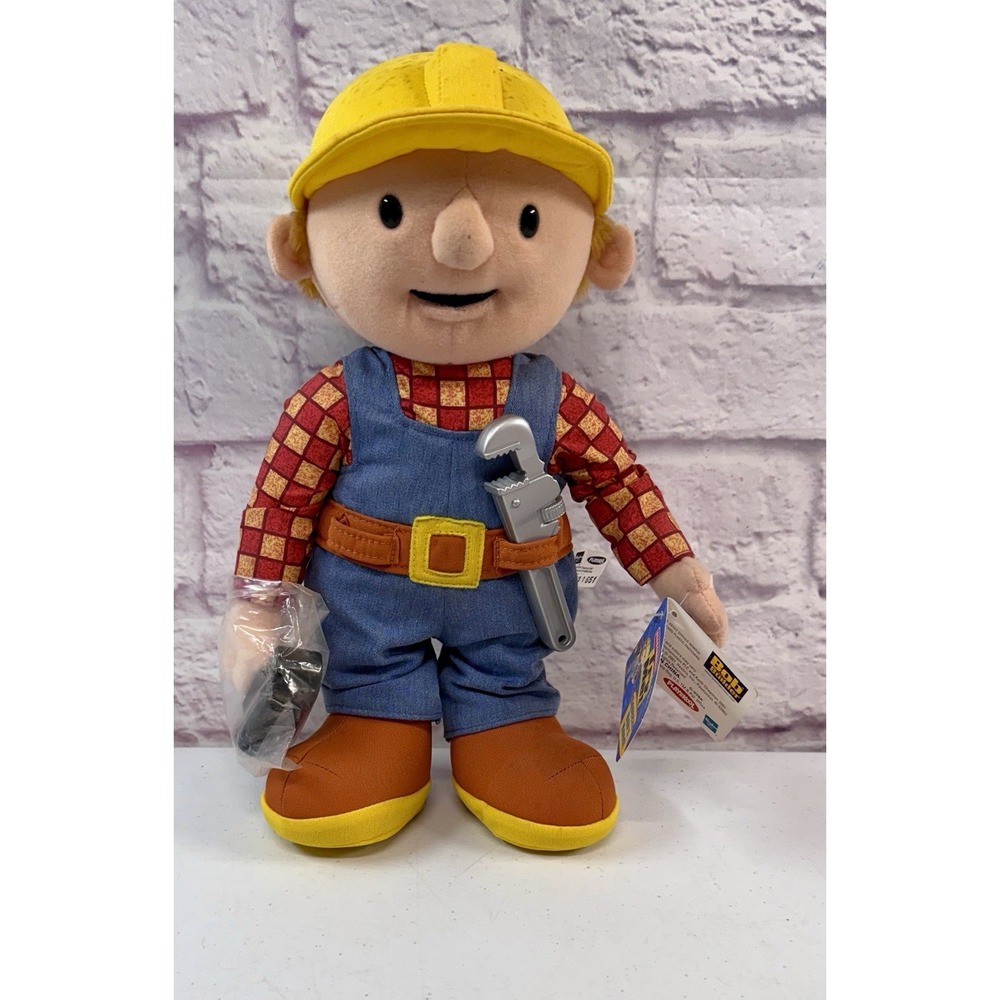 2001 Bob The Builder Talking Bob Plush 12" Can We Fix It? Playskool Hasbro Tags!